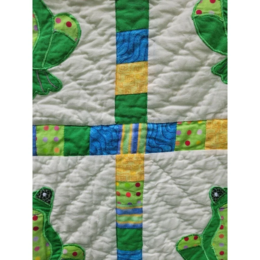 Freddie Frog Baby Quilt Donna Sharp Applique Bright Green Soft